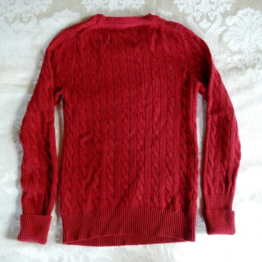 GAP Soft Red Cable Angora Blend Crew Neck Sweater S